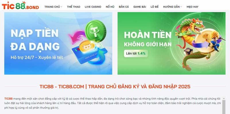 Khuyến mãi TIC88 đa dạng, hấp dẫn